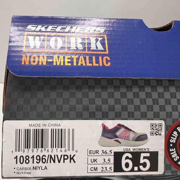 Skechers Carbix-Niyla Composite Toe Work Shoe Navy/Pink 108196 Women's 6.5 NWB - Picture 10 of 10